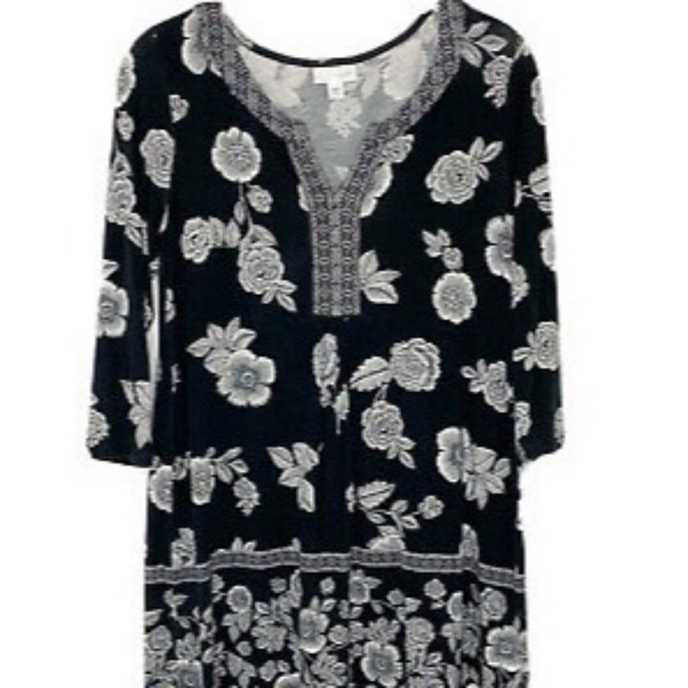 J.Jill Soft Tunic Style Knit Dress Blk/White S
